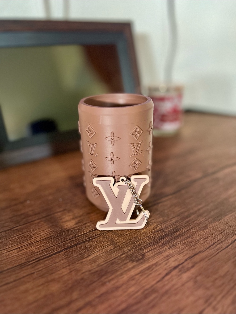 LV Brown Monogram 12 Ounce Can Koozie & Keychain